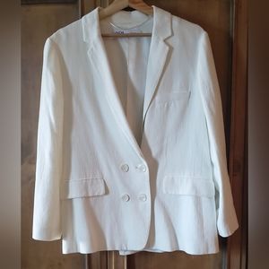 ZARA WOMAN NWT RELAXED FIT DOUBLE BREASTED BLAZER JACKET White XL